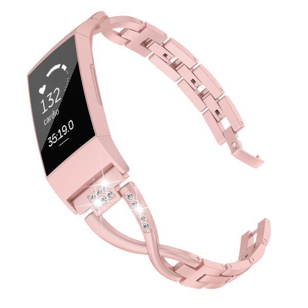 Wearlizer Fitbit Charge 3 / Charge 4 Bands for Women Metal X Style