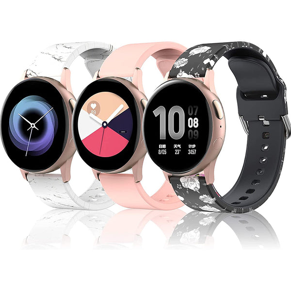 Wearlizer 3 Packs Samsung Galaxy Watch Active 2 Bands 40mm 44mm/Galaxy Watch 3 41mm/Galaxy Watch 42mm/Active 40mm, 20mm Silicone