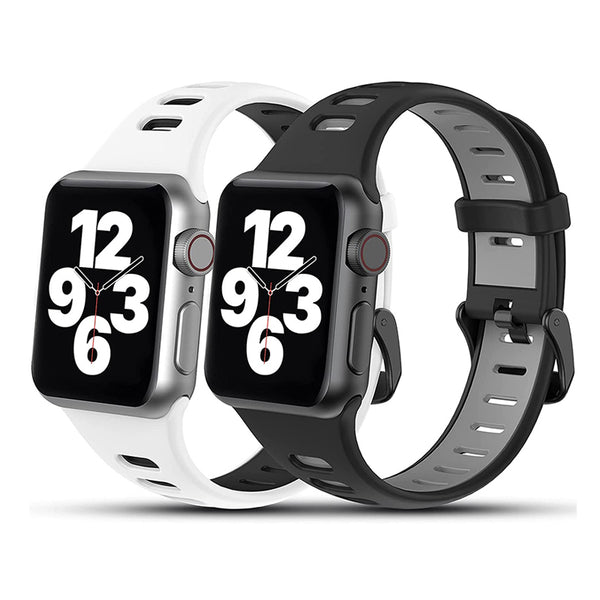 Wearlizer 2 Pack Sport Apple Watch Bands Waterproof Breathable Soft Silicone