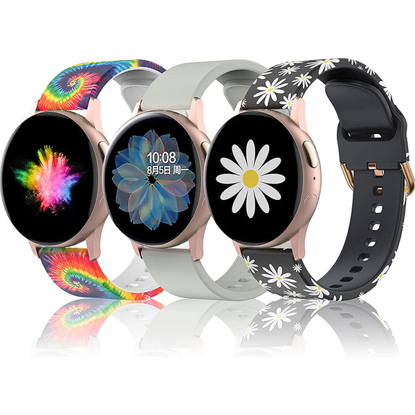 Wearlizer 3 Packs Samsung Galaxy Watch Active 2 Bands 40mm 44mm/Galaxy Watch 3 41mm/Galaxy Watch 42mm/Active 40mm, 20mm Silicone