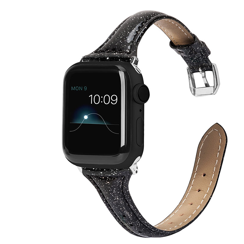 Wearlizer Thin Glitter Leather Apple Watch Bands