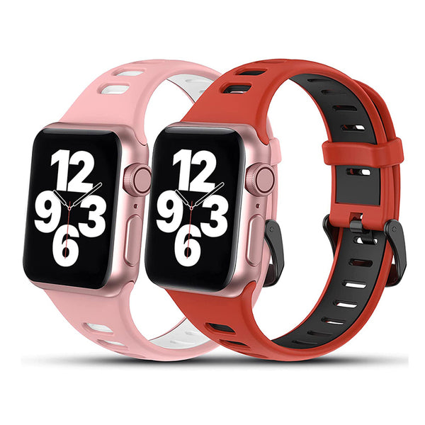 Wearlizer 2 Pack Sport Apple Watch Bands Waterproof Breathable Soft Silicone