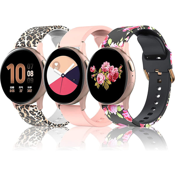 Wearlizer 3 Packs Samsung Galaxy Watch Active 2 Bands 40mm 44mm/Galaxy Watch 3 41mm/Galaxy Watch 42mm/Active 40mm, 20mm Silicone