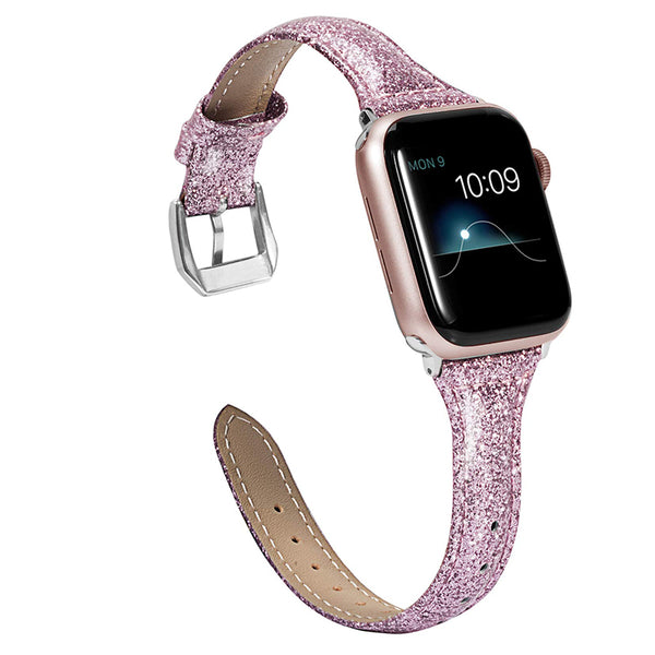 Wearlizer Thin Glitter Leather Apple Watch Bands