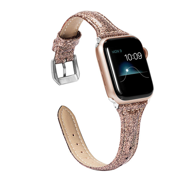 Wearlizer Thin Glitter Leather Apple Watch Bands