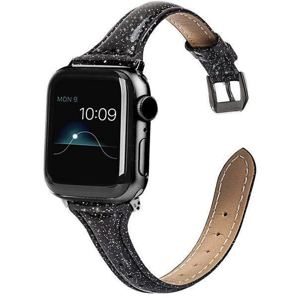 Wearlizer Thin Glitter Leather Apple Watch Bands