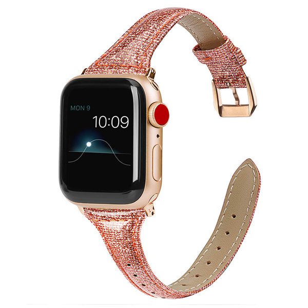 Wearlizer Thin Glitter Leather Apple Watch Bands